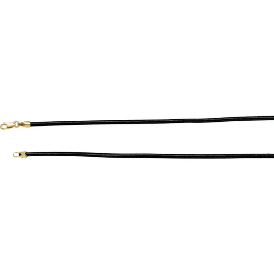 20”, 2mm Black Braided Leather Cord