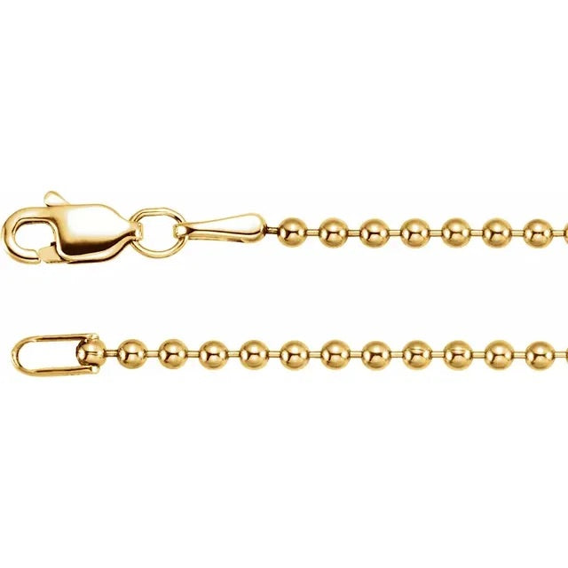 14K Yellow 1.8 mm Bead Chain