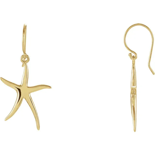 14K Starfish Dangle Earrings