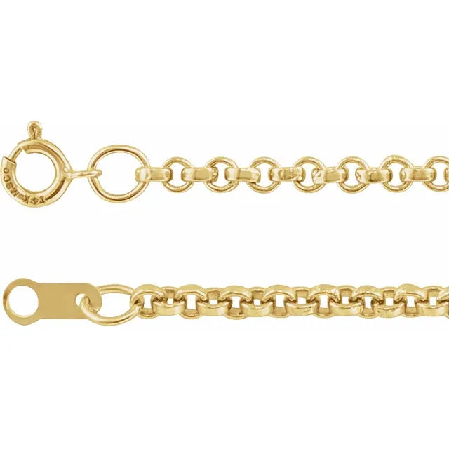 14K Yellow 2 mm Rolo Chain