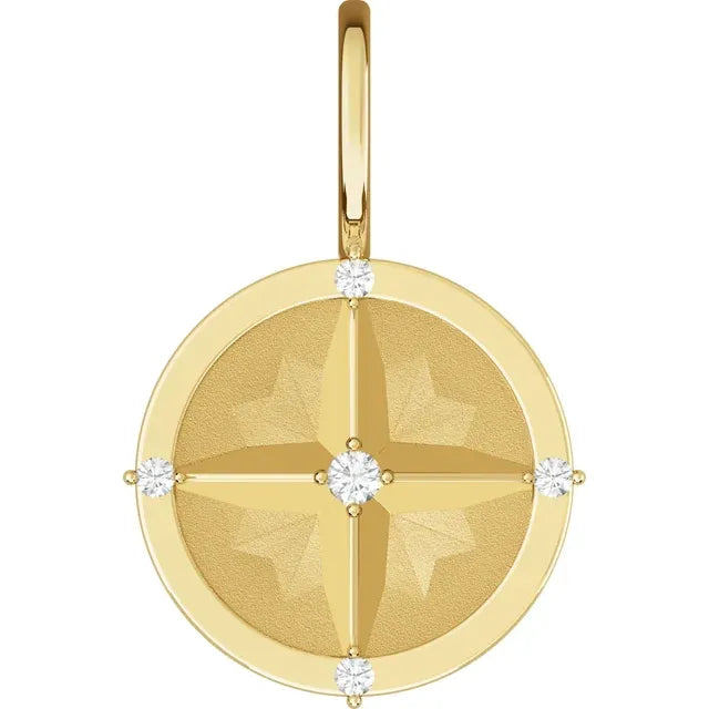 14K Yellow Gold Compass Rose Pendant