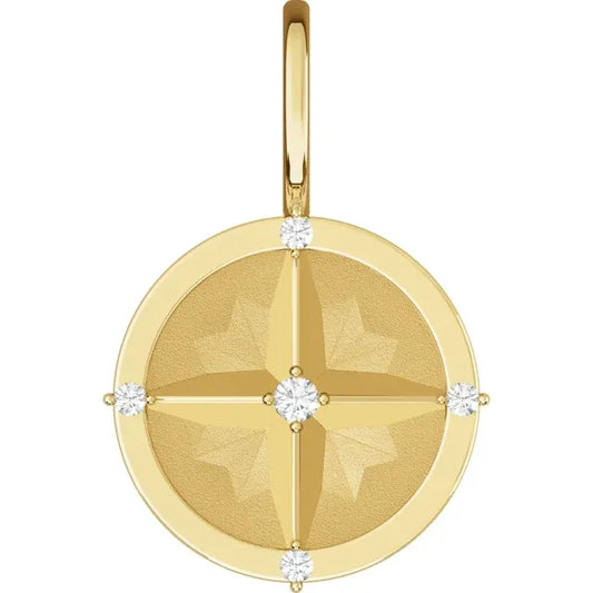 14K Yellow Gold Compass Rose Pendant